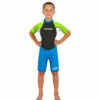 Hyperflex Access Child's 2mm Backzip Springsuit Wetsuit - Blue/Green 2 Hyperflex Access Child's 2mm Backzip Springsuit Wetsuit - Blue/Green -Volcom Sales 0000 XA620CB 80 bz shorty green blue FRONT wModel