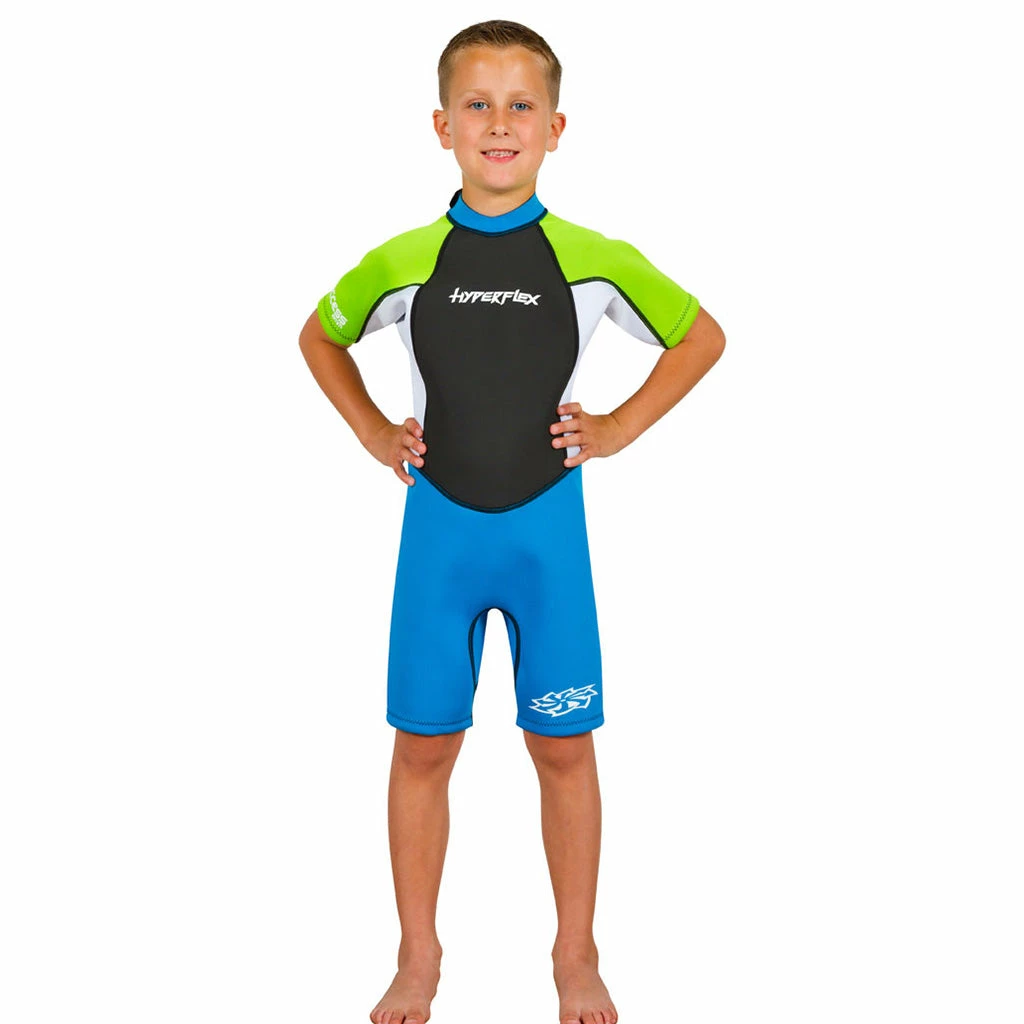 Hyperflex Access Child's 2mm Backzip Springsuit Wetsuit - Blue/Green 3 Hyperflex Access Child's 2mm Backzip Springsuit Wetsuit - Blue/Green