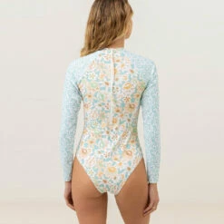 Rhythm Women's Paloma Floral L/S One Piece - Aqua Haze