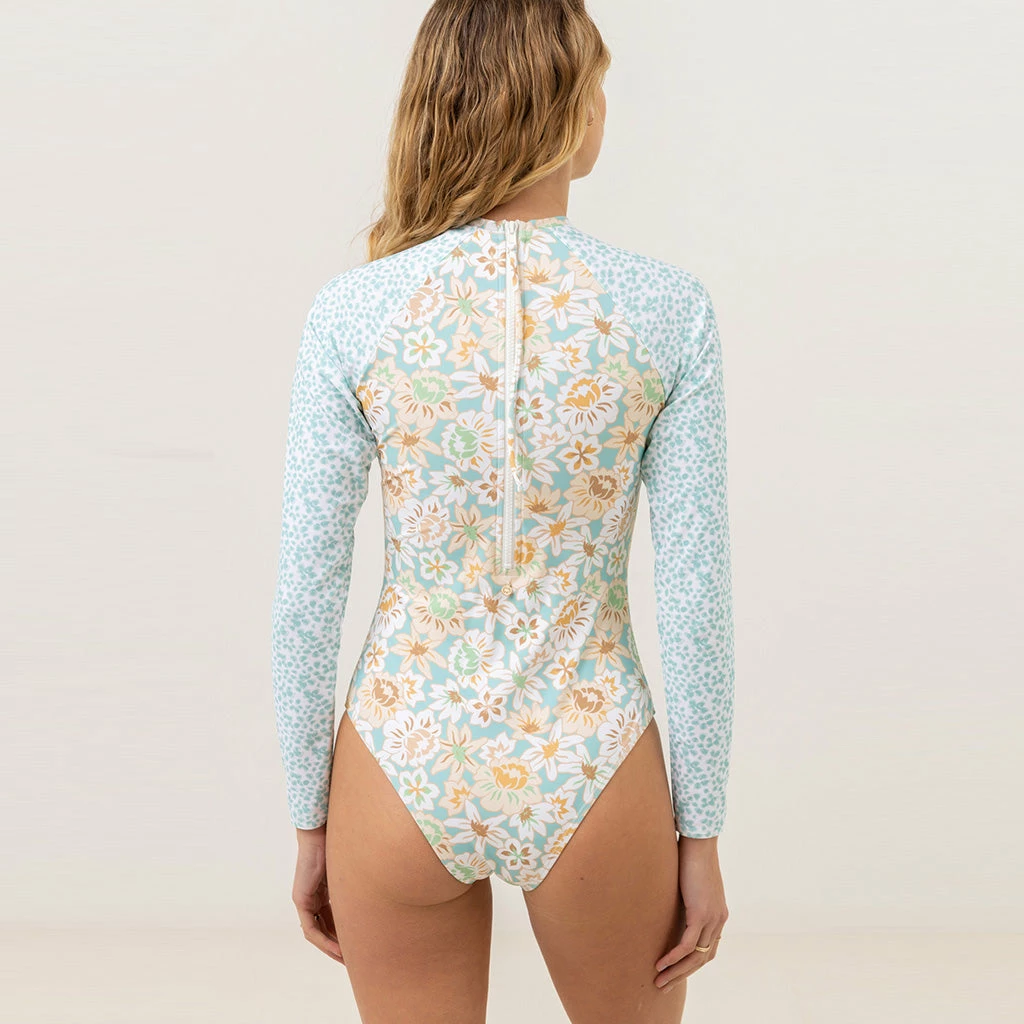 Rhythm Women's Paloma Floral L/S One Piece - Aqua Haze 3 Rhythm Women's Paloma Floral L/S One Piece - Aqua Haze