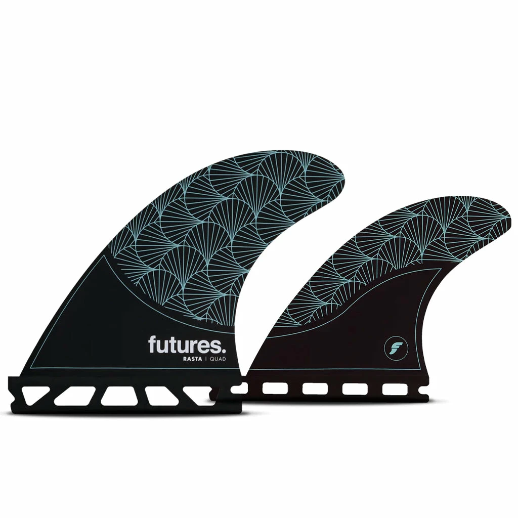 Futures Fins - Rasta HC Quad Fin Set - Black/Teal 3 Futures Fins - Rasta HC Quad Fin Set - Black/Teal