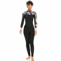 Roxy Swell Series Womens 4/3mm Back Zip Wetsuit -Anthracite Paradise
