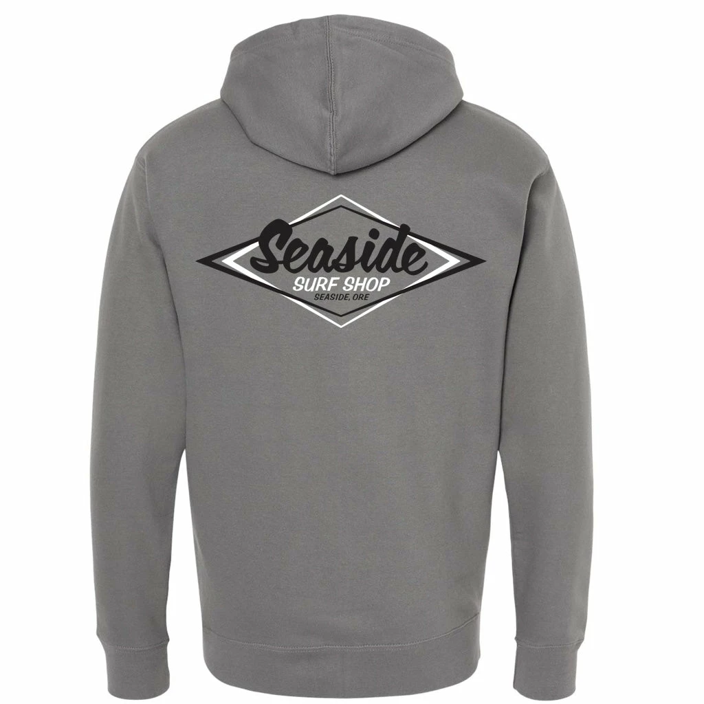 Seaside Surf Shop Mens Vintage Logo Zip Hoody - Charcoal Grey/Black 4 Seaside Surf Shop Mens Vintage Logo Zip Hoody - Charcoal Grey/Black - Image 2