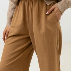 Rhythm Women's Sunrise Wide Leg Pant - Tan -Volcom Sales 0008 0423W PA03 SUNRISE WIDE LEG PANT GOLDEN 2