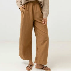 Rhythm Women's Sunrise Wide Leg Pant - Tan -Volcom Sales 0009 0423W PA03 SUNRISE WIDE LEG PANT GOLDEN 1