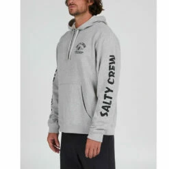 Salty Crew Mens Fishing Charters Hooded Fleece - Heather Grey -Volcom Sales 0017 20335253a