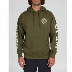 Salty Crew Mens Tippet Shores Fill Hooded Fleece - Army -Volcom Sales 0020 20335254