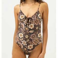Rhythm Women's Cantabria Floral Tie Front One Piece - Brown -Volcom Sales 0031 0423SW OP06 CANTABRIA TIE FRONT ONE PIECE BROWN 1 882d723f b0d0 4756 8dda 2cc14d97c4e0