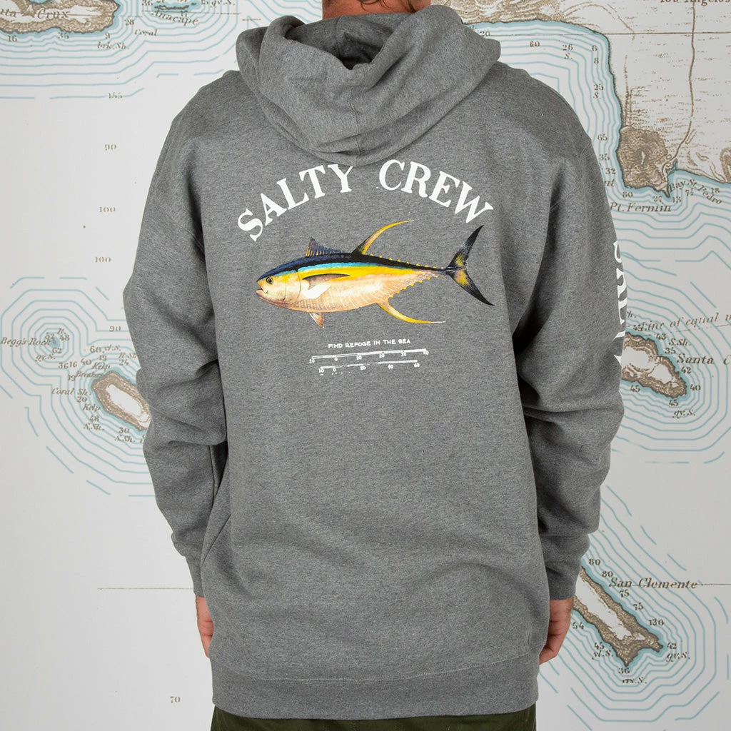 Salty Crew Men's Ahi Mount Hooded Fleece - Gunmetal Heather 3 Salty Crew Men's Ahi Mount Hooded Fleece - Gunmetal Heather