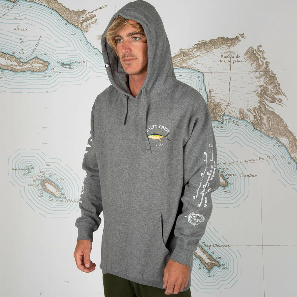 Salty Crew Men's Ahi Mount Hooded Fleece - Gunmetal Heather 5 Salty Crew Men's Ahi Mount Hooded Fleece - Gunmetal Heather - Image 3