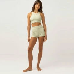 Rhythm Women's Maisy Check Cross Back Crop Top - Sage -Volcom Sales 0050 0123SW BT24 MAISY CHECK CROSS BACK TOP SAGE 4