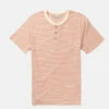 Rhythm Mens Linen Vintage Stripe S/S T Shirt - Spice -Volcom Sales 0054 0422M CT04 LINEN STRIPE SS HENLEY