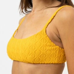 Rhythm Women's Ripple Terry Crop Top - Golden -Volcom Sales 0056 0423SW BT11 RIPPLE TERRY CROP TOP GOLDEN 2