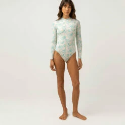 Rhythm Women's Cairo One Piece - Blue -Volcom Sales 0058 0123sW OP05 CAIRO LONG SLEEVE ONE PIECE BLUE 4