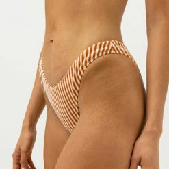 Rhythm Women's Sunbather Stripe Hi Cut Pant - Chocolate -Volcom Sales 0061 0423SW BB32 SUNBATHER STRIPE HI CUT PANT CHOCOLATE 2