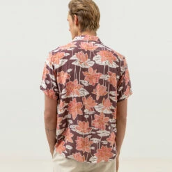 Rhythm Mens Lily Cuban S/S Sleeve T Shirt - Mulberry -Volcom Sales 0064 0422M WT05 LILY CUBAN SS SHIRT MULBERRY 3