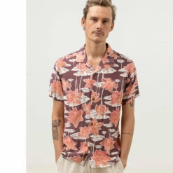 Rhythm Mens Lily Cuban S/S Sleeve T Shirt - Mulberry -Volcom Sales 0066 0422M WT05 LILY CUBAN SS SHIRT MULBERRY 1