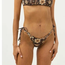 Rhythm Women's Cantabria Flora Tie Side Hi Cut Pant - Brown -Volcom Sales 0072 0423SW BB21 CANTABRIA FLORAL TIE SIDE HI CUT PANT BROWN 1