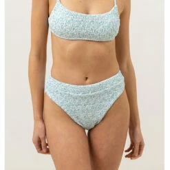 Rhythm Women's Biscay Floral Smocked Xanadu Pant - White -Volcom Sales 0087 0423SW BB06 BISCAY FLORAL SMOCKED HI CUT PANT WHITE 1