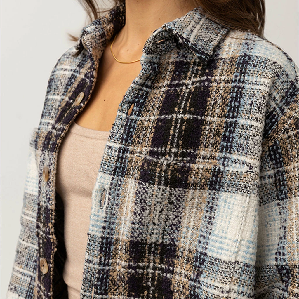 Rhythm Women's Sonnie Check Shacket - Blue 5 Rhythm Women's Sonnie Check Shacket - Blue - Image 3