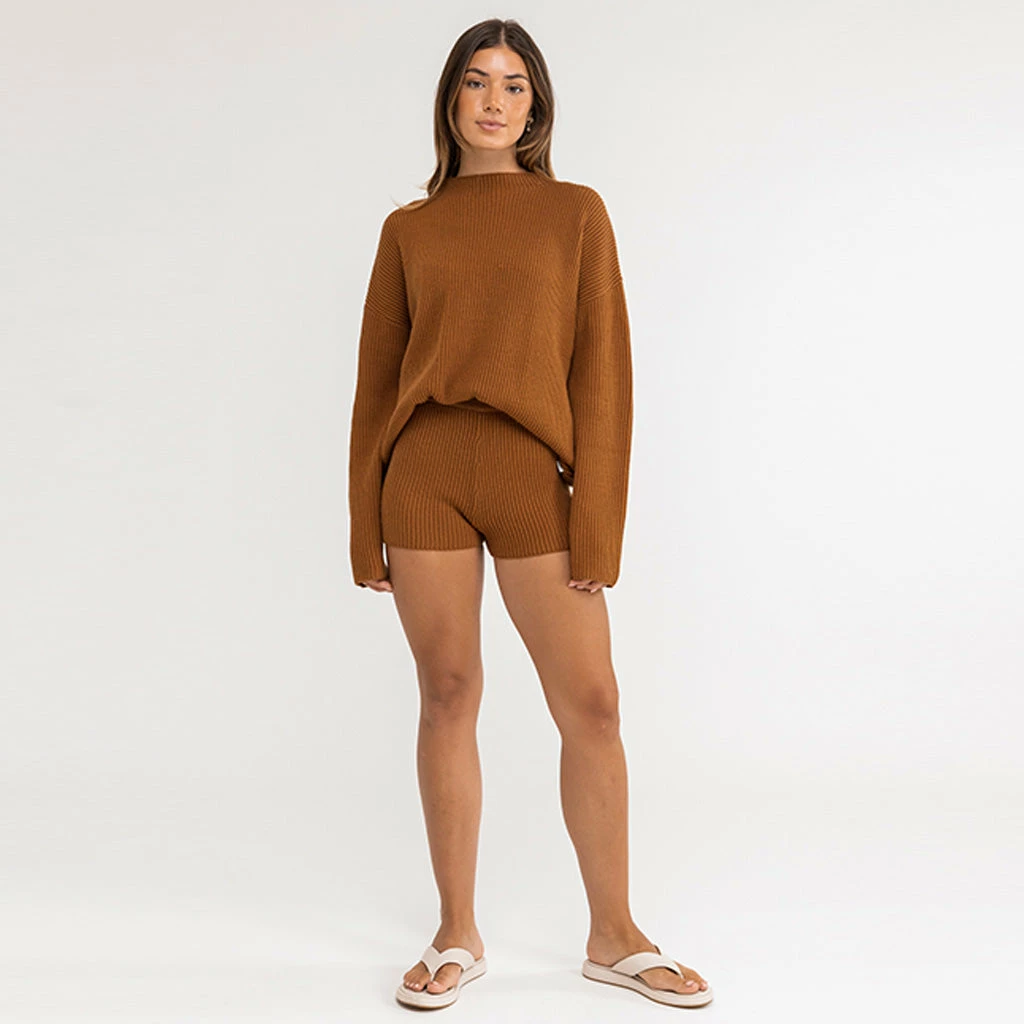 Rhythm Women's Classic Knit Jumper - Caramel 3 Rhythm Women's Classic Knit Jumper - Caramel