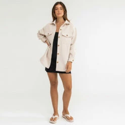 Rhythm Women's Classic Minimal Shacket - Oat