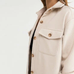 Rhythm Women's Classic Minimal Shacket - Oat -Volcom Sales 0136 classicminimalshacket4