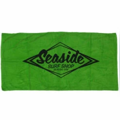 Seaside Surf Shop Vintage Logo Beach Towel - Lime Green