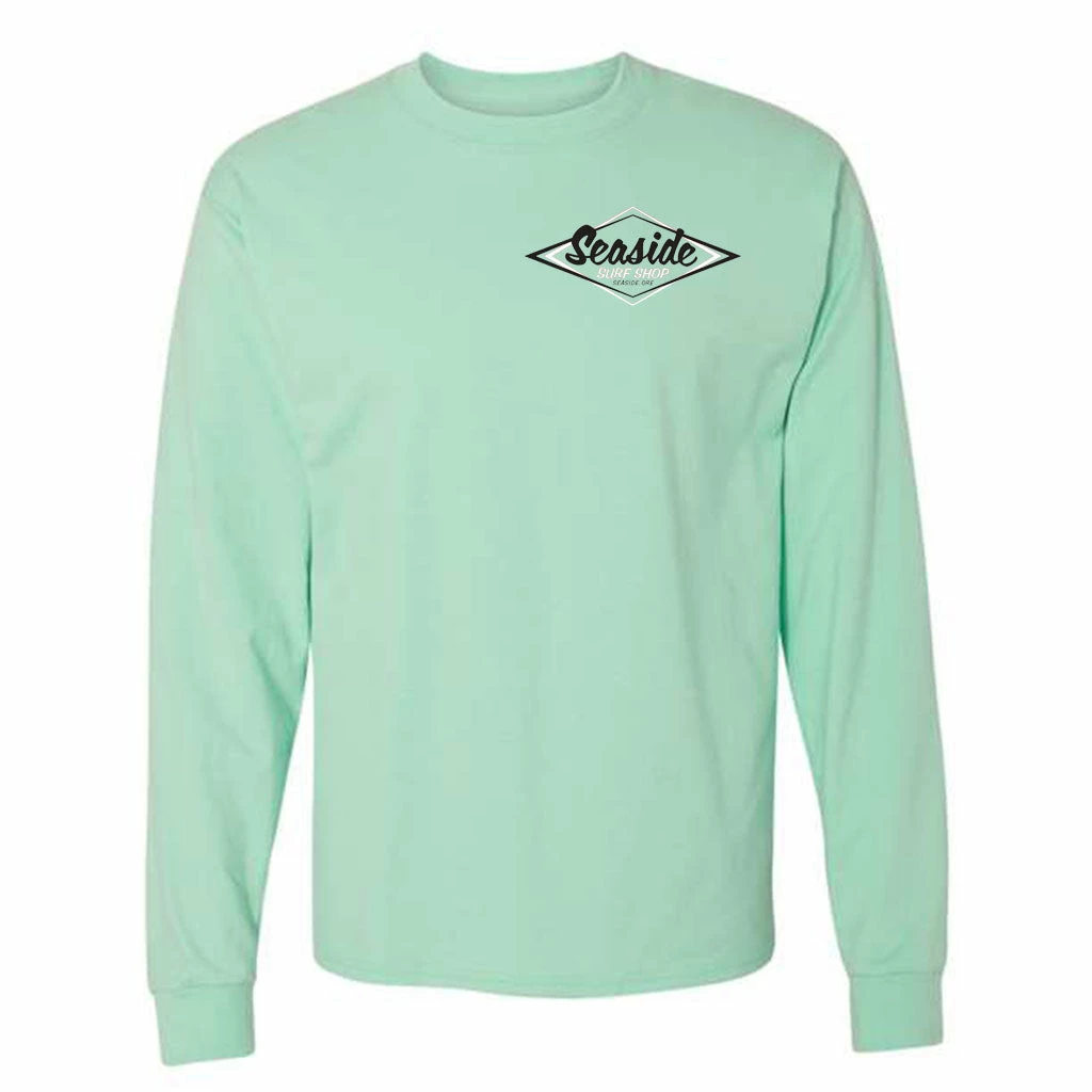 Seaside Surf Shop Mens Vintage Logo L/S Tee - Clean Mint 4 Seaside Surf Shop Mens Vintage Logo L/S Tee - Clean Mint - Image 2