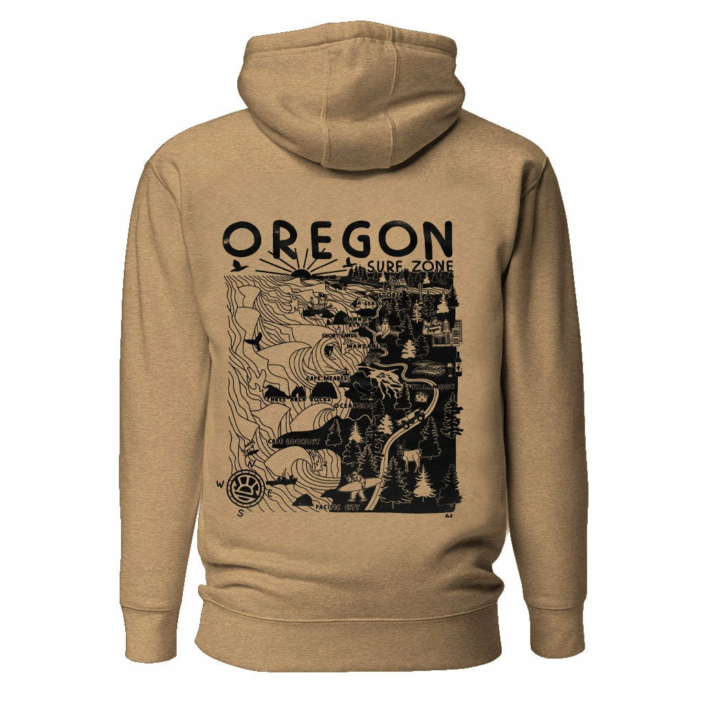 Seaside Surf Shop Unisex Oregon Map Pullover - Latte 3 Seaside Surf Shop Unisex Oregon Map Pullover - Latte