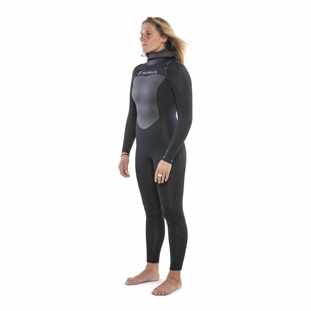 Isurus Ti-Ember Womens 5.4 Hooded Chest Zip Wetsuit - Black 5 Isurus Ti-Ember Womens 5.4 Hooded Chest Zip Wetsuit - Black - Image 3