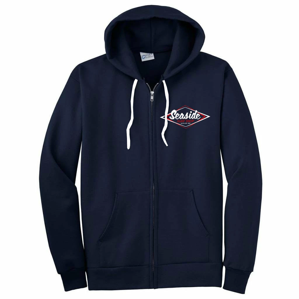 Seaside Surf Shop Mens Vintage Logo Zip Hoody - Navy 3 Seaside Surf Shop Mens Vintage Logo Zip Hoody - Navy