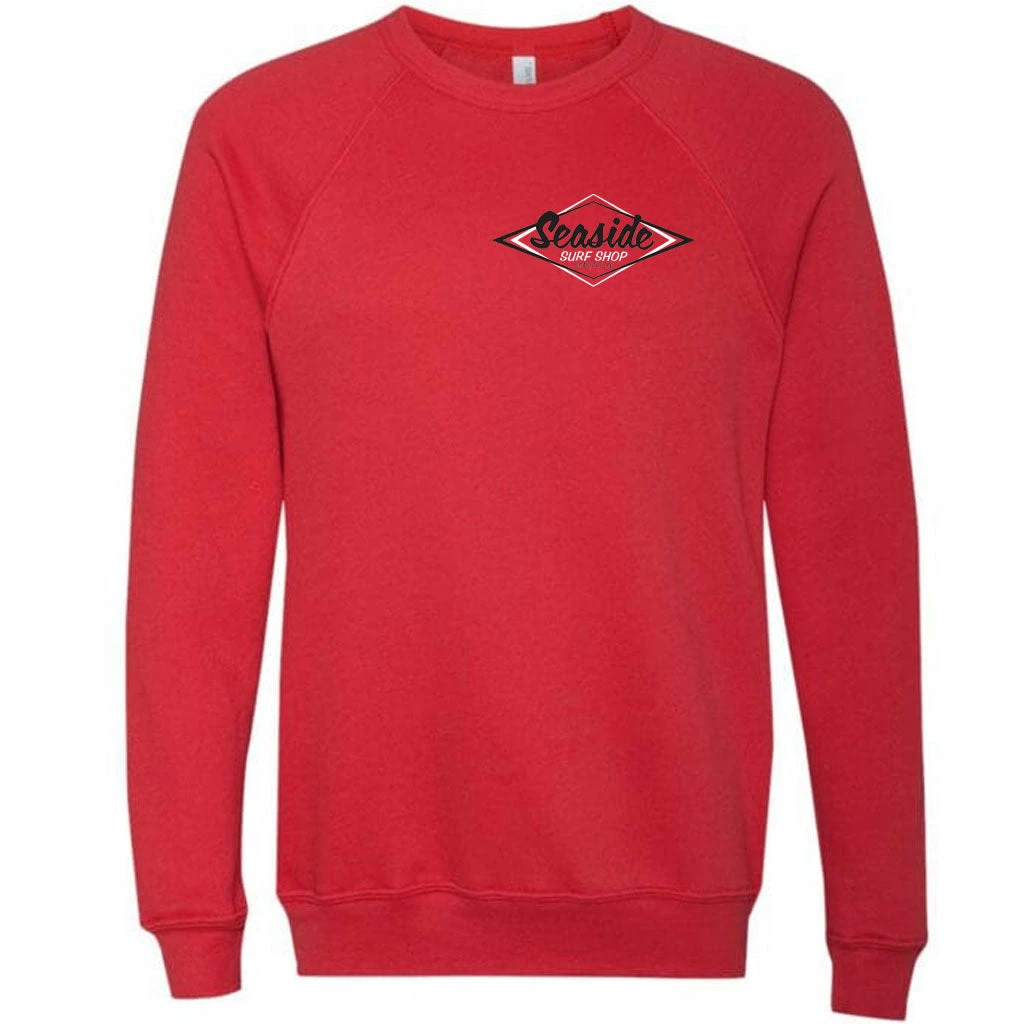 Seaside Surf Shop Unisex Raglan Sponge Fleece Crew Neck - Heather Red 4 Seaside Surf Shop Unisex Raglan Sponge Fleece Crew Neck - Heather Red - Image 2