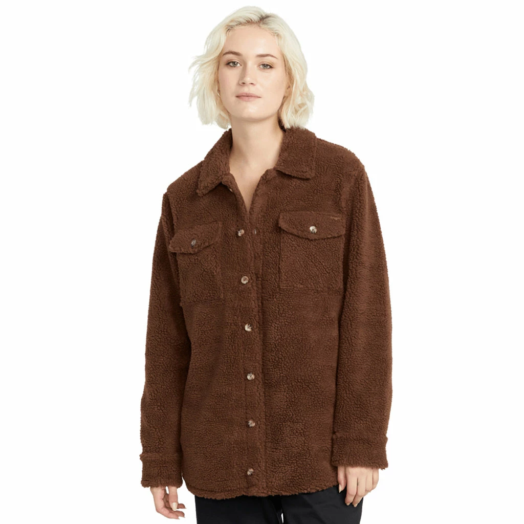 Volcom Womens Silent Sherpa Jacket - Chocolate 3 Volcom Womens Silent Sherpa Jacket - Chocolate