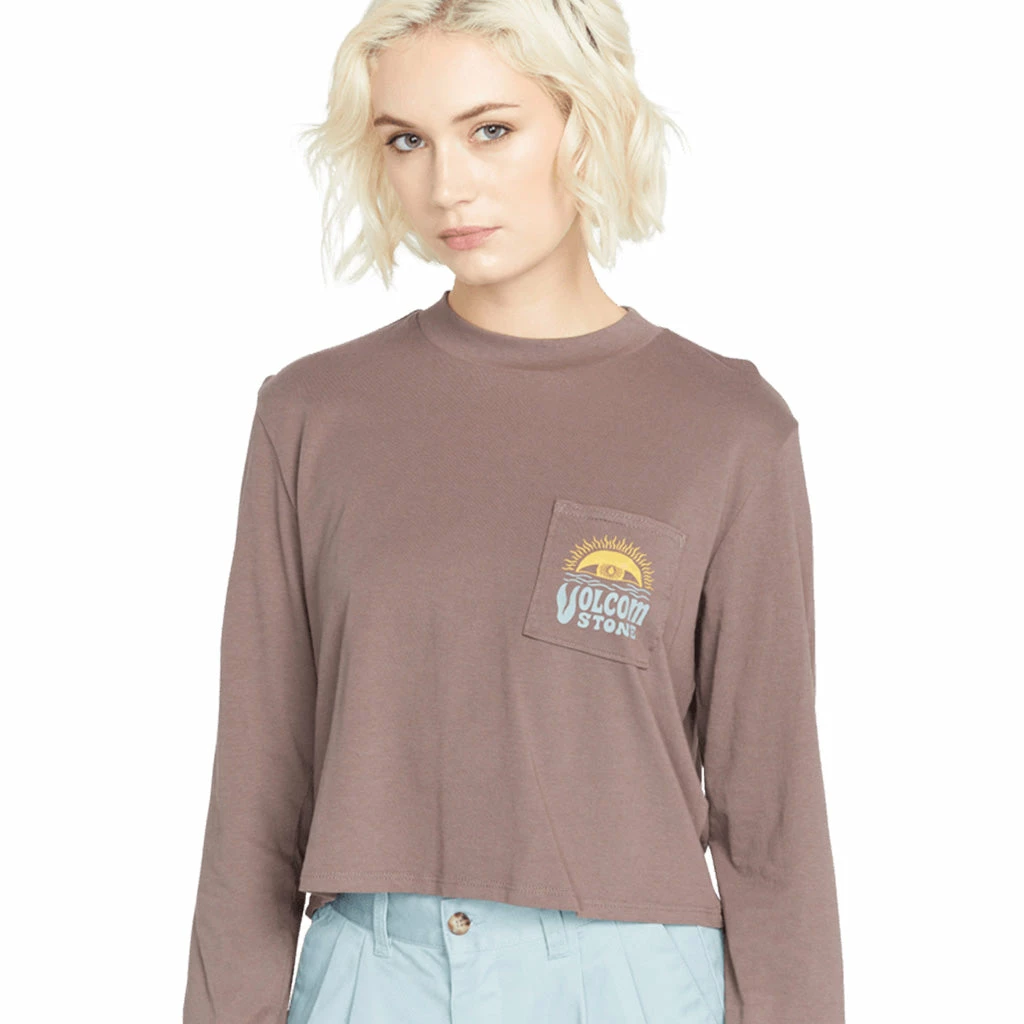 Volcom Womens Pocket Dial L/S Tee - Slate Grey 3 Volcom Womens Pocket Dial L/S Tee - Slate Grey