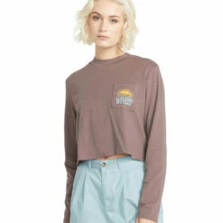 Volcom Womens Pocket Dial L/S Tee - Slate Grey 7 Volcom Womens Pocket Dial L/S Tee - Slate Grey -Volcom Sales VLC 0057 B3632301SLTLarge