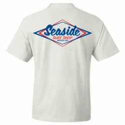 Seaside Surf Shop Mens Vintage Logo Tee - White/Blue Red