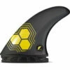 Futures Fins - Al Merrick Alpha Series AM2 Thruster Fin Set - Carbon/Yellow -Volcom Sales am2 alpha fin