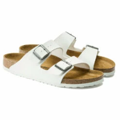 Birkenstock Womens Arizona Birko-Flor Sandals - White -Volcom Sales arizonawhite 0000 552681 pair