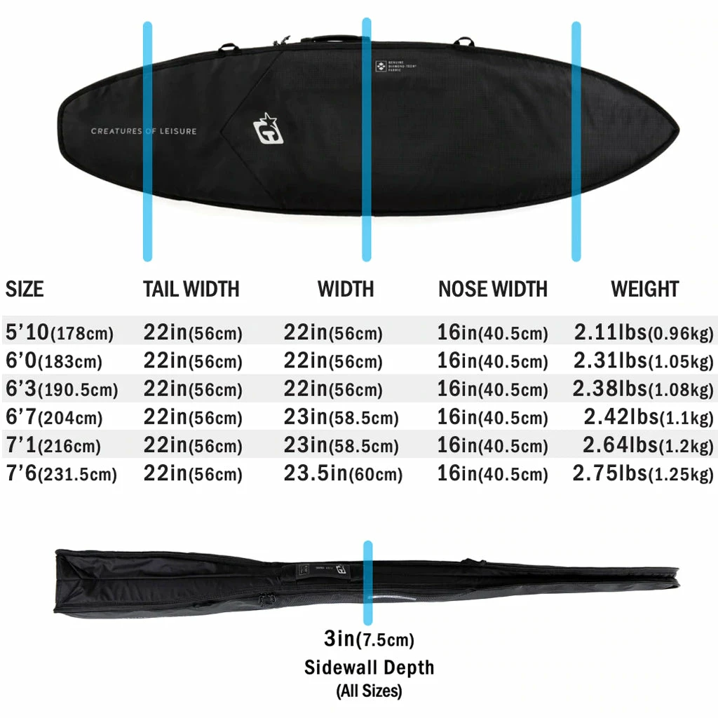 Creatures Of Leisure Shortboard Day Use DT2.0 Board Bag - Black Silver 6 Creatures Of Leisure Shortboard Day Use DT2.0 Board Bag - Black Silver - Image 4
