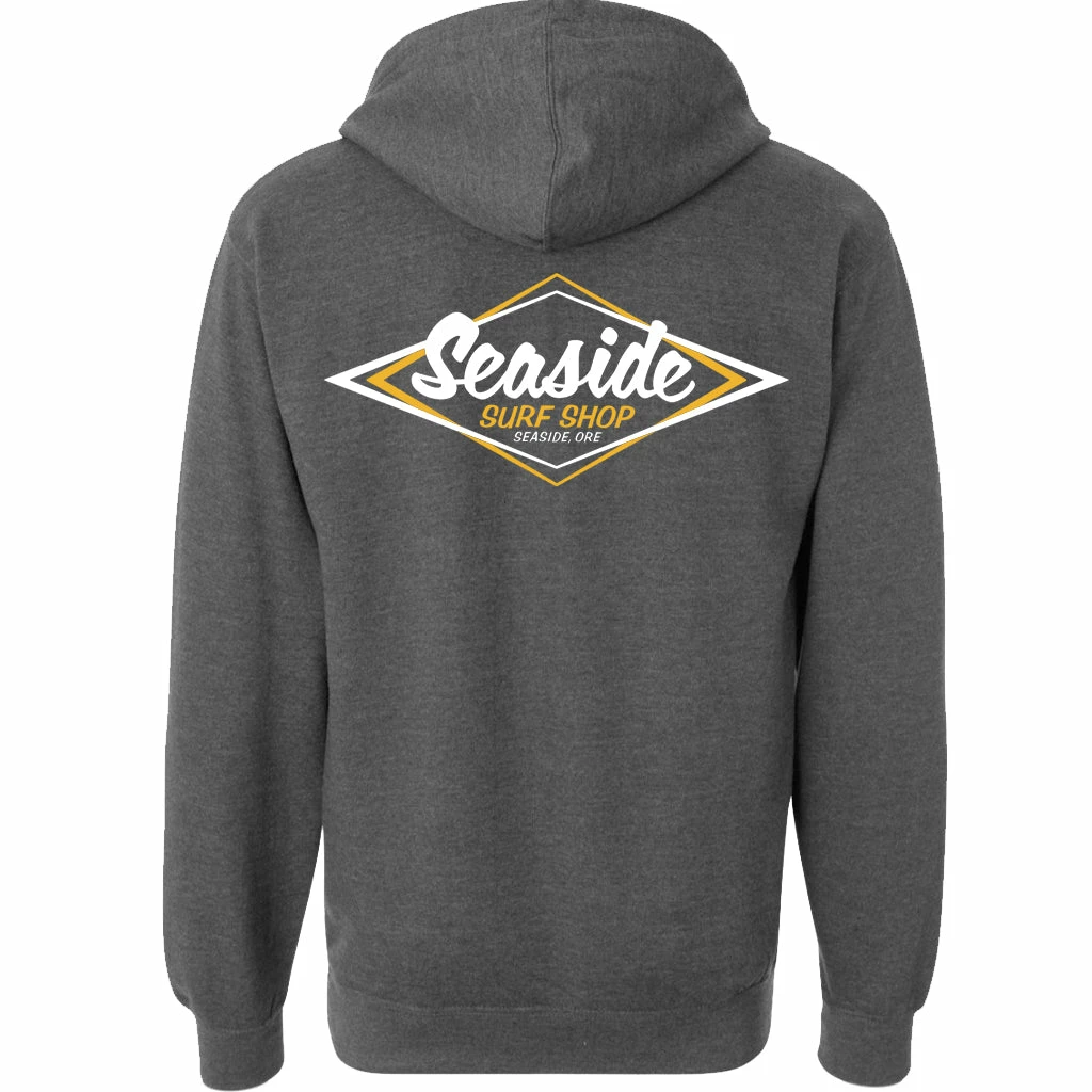 Seaside Surf Shop Vintage Logo Pullover Hoody - Charcoal Heather/Mustard 3 Seaside Surf Shop Vintage Logo Pullover Hoody - Charcoal Heather/Mustard