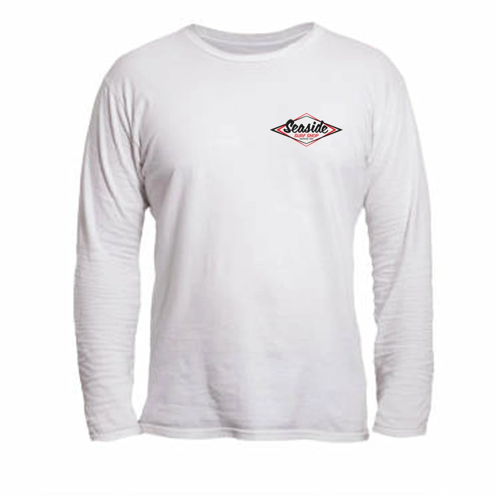 Seaside Surf Shop Mens Vintage Logo L/S Tee - White 4 Seaside Surf Shop Mens Vintage Logo L/S Tee - White - Image 2