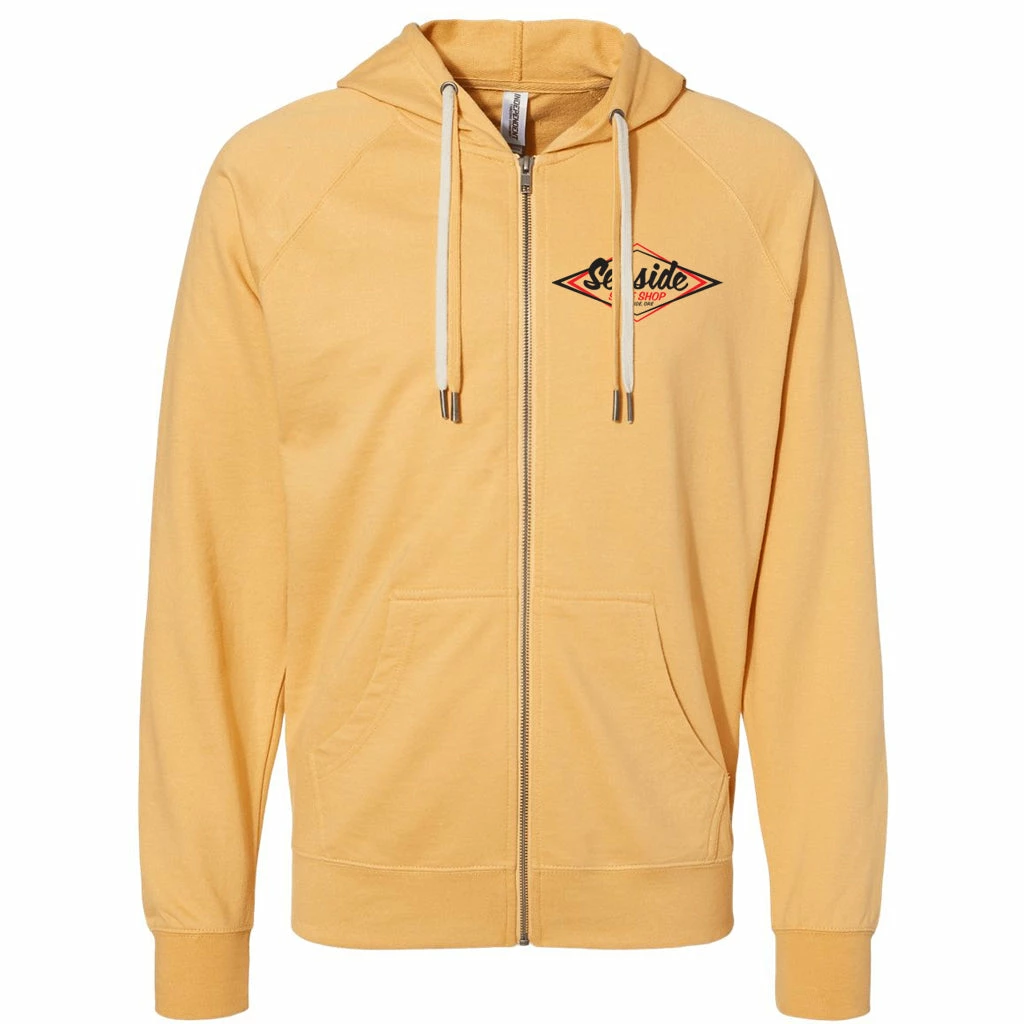 Seaside Surf Shop Vintage Logo Loopback Zip Hoody - Harvest Gold 4 Seaside Surf Shop Vintage Logo Loopback Zip Hoody - Harvest Gold - Image 2