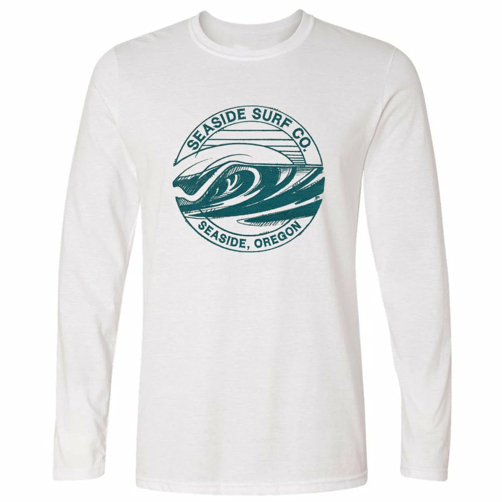 Seaside Surf Shop Mens Tube Sketch L/S Tee - White 3 Seaside Surf Shop Mens Tube Sketch L/S Tee - White