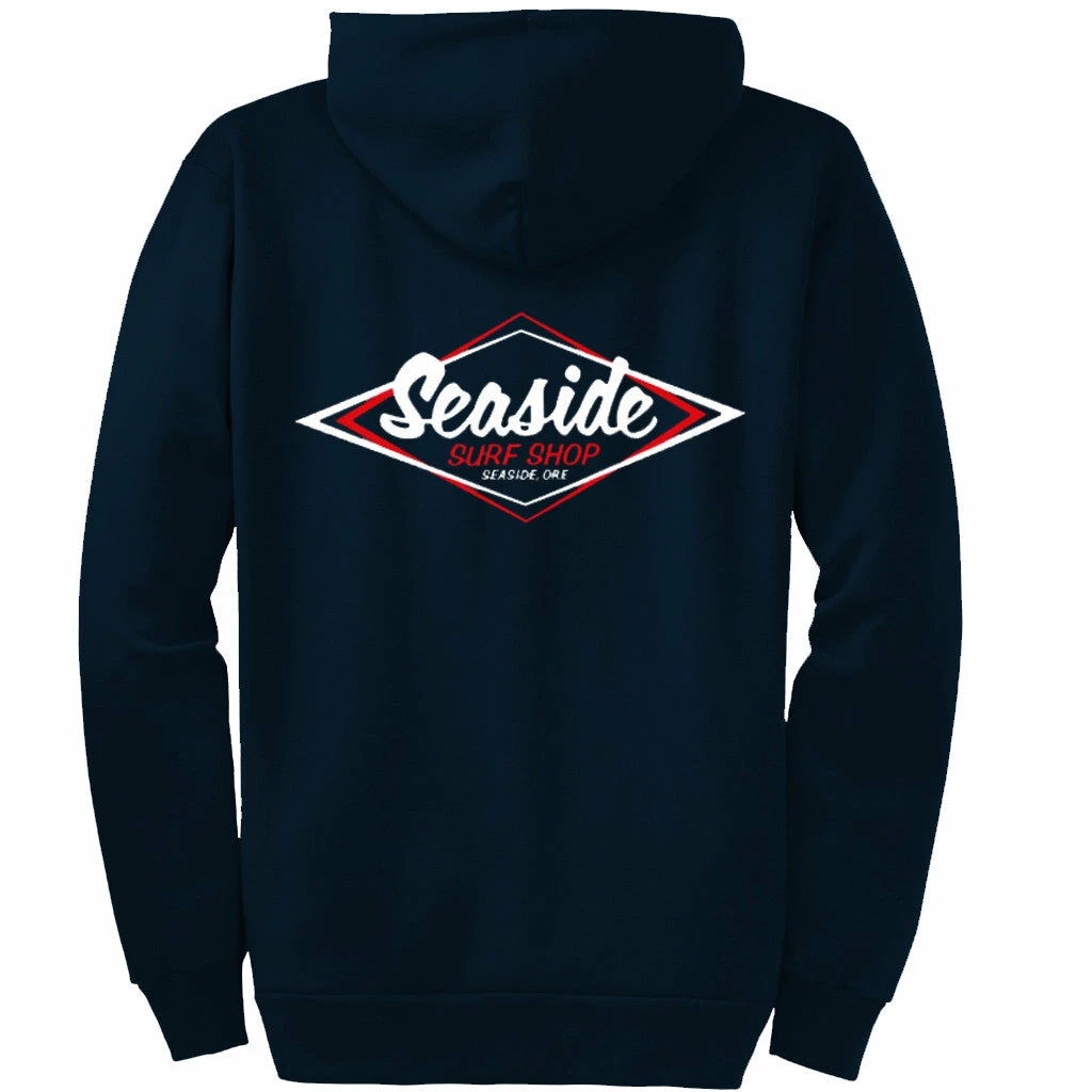 Seaside Surf Shop Mens Vintage Logo Zip Hoody - Navy 4 Seaside Surf Shop Mens Vintage Logo Zip Hoody - Navy - Image 2