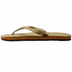 Rainbow Sandals Womens Premier/Classic Leather Single Layer With Arch Narrow Strap - Sierra Brown Rainbow Stripe -Volcom Sales rainbow pinstripe