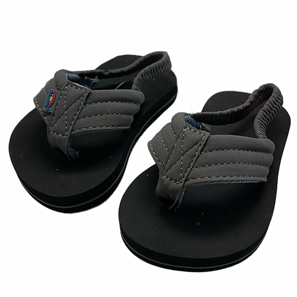 Rainbow The Grombow - Toddler Soft Rubber Top Sole With 1" Strap - Dark Grey Strap/Pinline Black 3 Rainbow The Grombow - Toddler Soft Rubber Top Sole With 1" Strap - Dark Grey Strap/Pinline Black