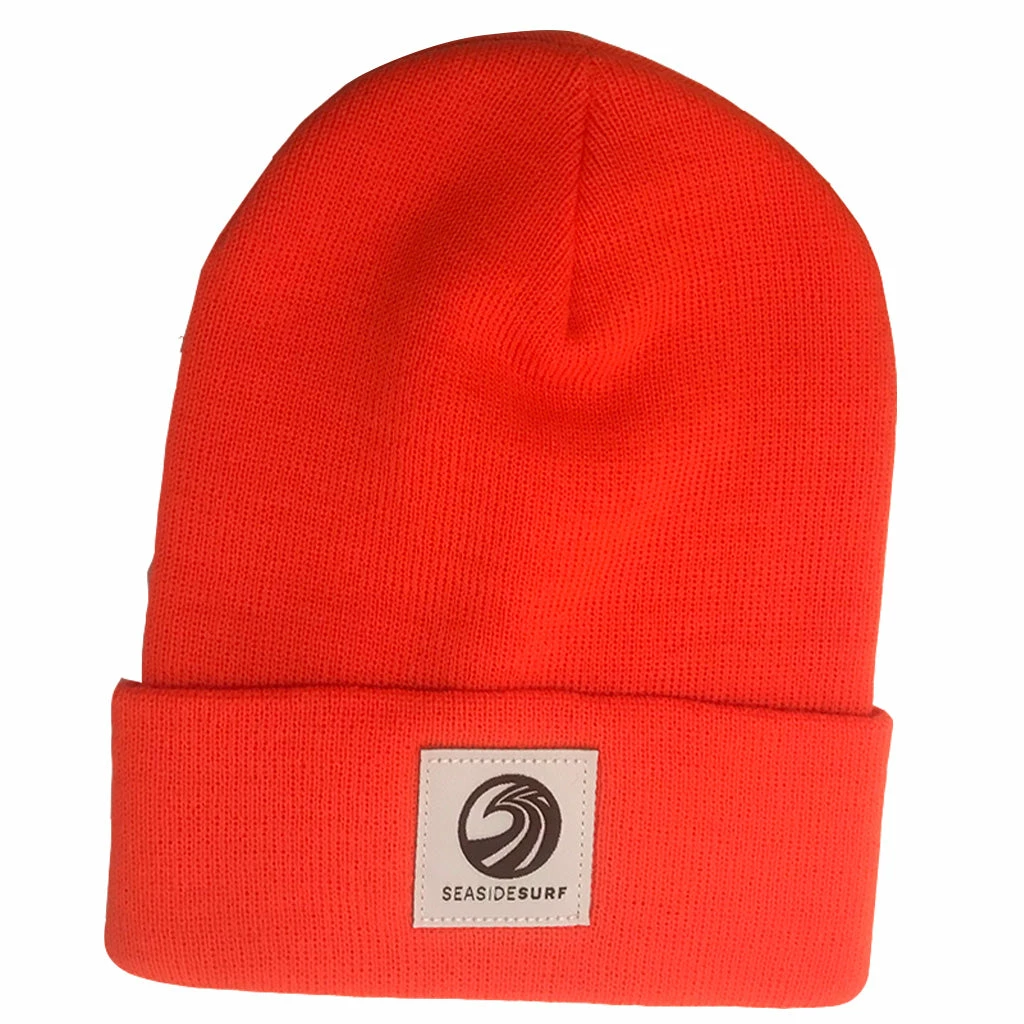 Seaside Surf Shop Wave Patch Logo Beanie - Blaze Orange 3 Seaside Surf Shop Wave Patch Logo Beanie - Blaze Orange