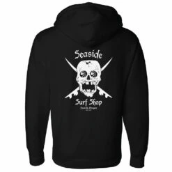 Seaside Surf Shop Mens Skull Hooded Sweatshirt - Black