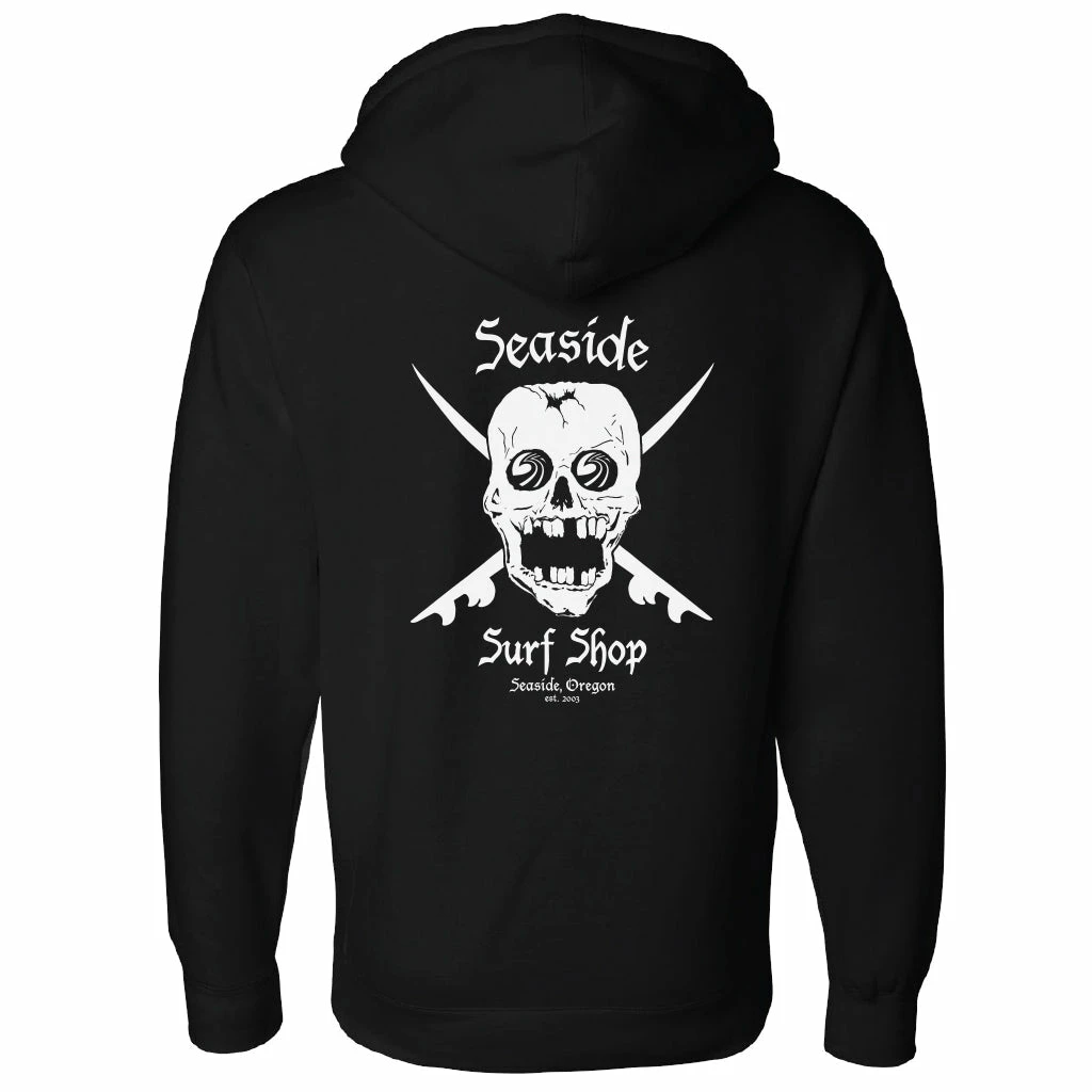 Seaside Surf Shop Mens Skull Hooded Sweatshirt - Black 3 Seaside Surf Shop Mens Skull Hooded Sweatshirt - Black